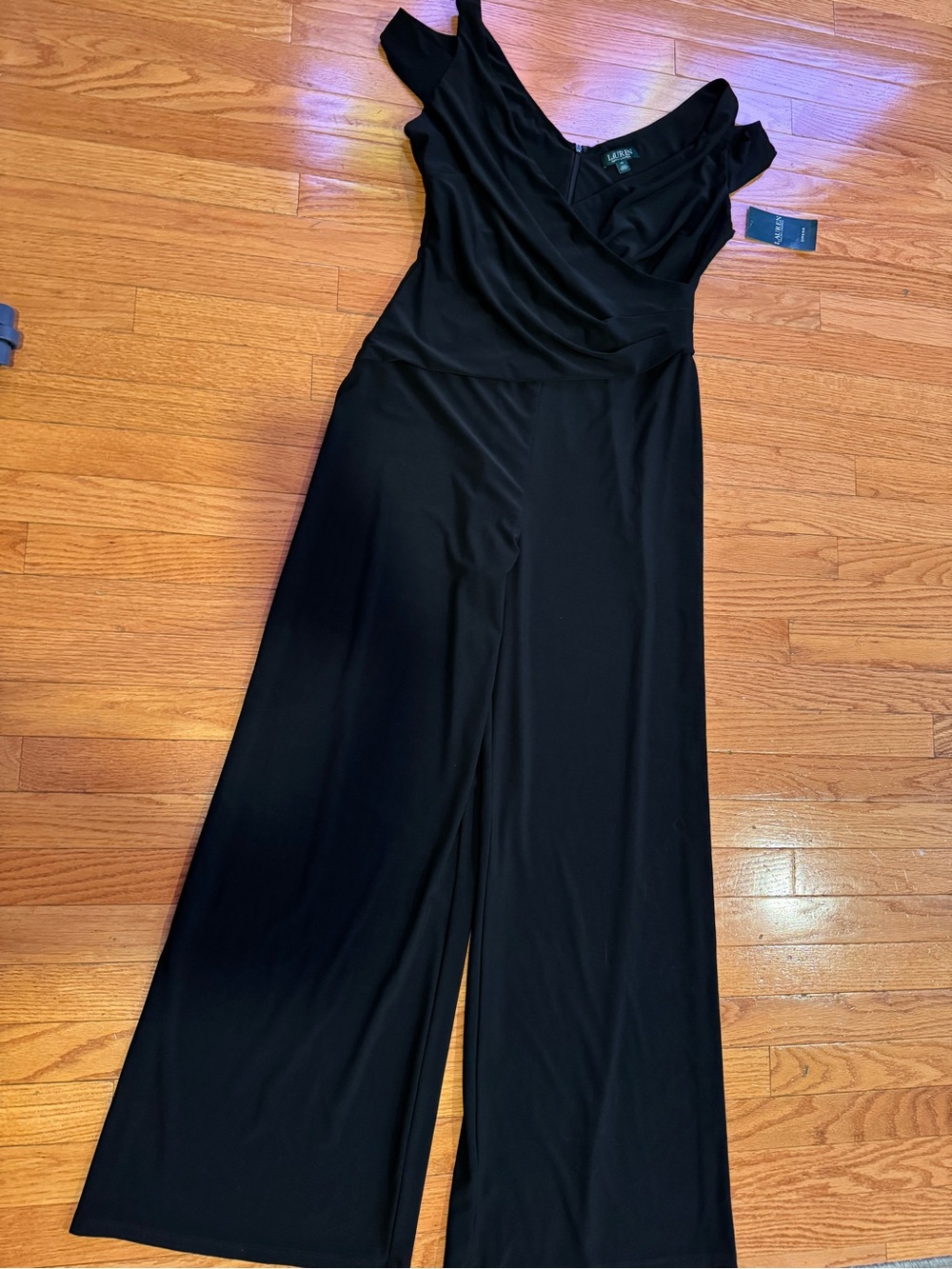 Lauren Ralph Lauren Black Draped V-Neck jumpsuit NWT